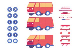 Van vehicle parts customisation mod illustration set vector