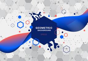 Abstract composition of geometric shapes and splash blue and orange hexagons pattern molecule with fluid gradient color flowing  on white background. Elements for design template modern communications, medicine, science and digital technology.