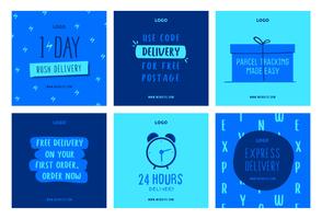 Online shopping delivery social media post collection template vector
