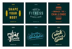 Fitness gym quotes motivation social media post collection template vector