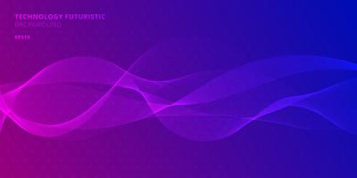 Abstract lines waves on purple and blue colors background for design elements in technology futuristic style. vector