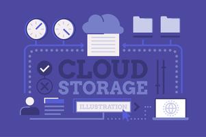 Cloud storage technology illustration set vector