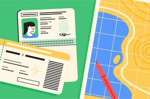 Passport travel essentials illustration set