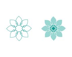 Logo de motivos florales y símbolos sobre un fondo blanco