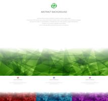 Set of abstract green, red, blue, purple  polygonal overlapping on white background with copy space. Geometric triangles modern style. vector