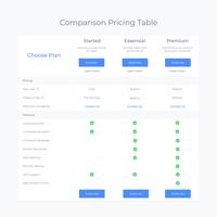 Comparison Pricing Table vector