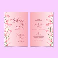 Elegant Tulips Watercolor Wedding Invitation Card Template vector
