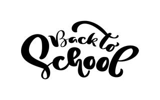 Back to school hand brush calligraphy lettering text. Education inspiration phrase for study. Drawn design vector illustration