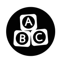 Icono de bloque de ladrillo de juguete de bebé ABC vector