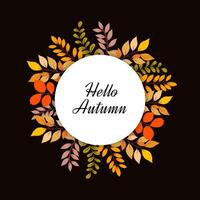 Hello autumn leaves frame vector
