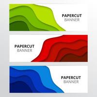 Banners de papel de colores cortados vector