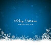 Blue Christmas background with white snowflakes border vector