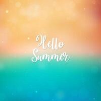 Blurred Hello Summer background, beach and ocean vector