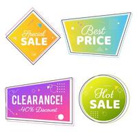 Trendy Sale Geometric Bubbles, Flat Shapes. Discount offer price labels vector