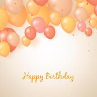 Fondo realista feliz cumpleaños con globos y confeti vector