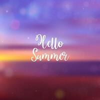 Blurred Hello Summer background, beach sunset vector