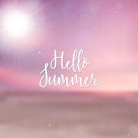 Blurred Hello Summer background, beach sunset vector