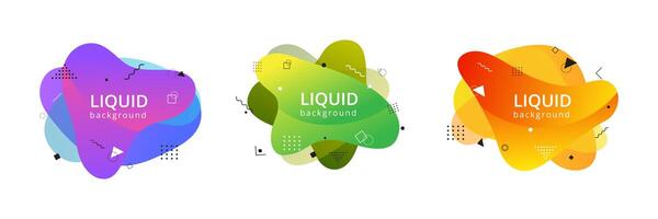 Abstract liquid shape. Fluid design. Isolated gradient waves with geometric lines, dots vector