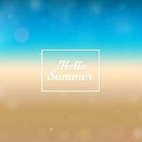 Blurred Hello Summer background, beach and ocean vector