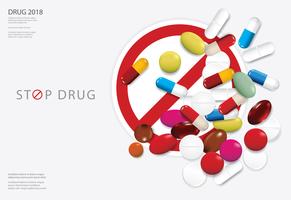 Poster Template Stop Drug Vector Illustration