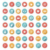 Flat icons collection with long shadow vector