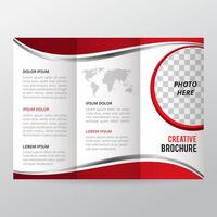 Red Trifold brochure, business brochure template, trend brochure. vector