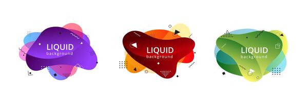 Abstract liquid shape. Fluid design. Isolated gradient waves with geometric lines, dots vector