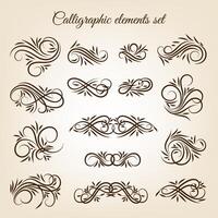 Vintage calligraphic swirl ornaments set vector