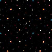 Colorful stars on black background pattern vector