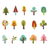 Abstract trees icons set vector