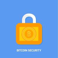 Locked bitcoin coin. Bitcoin security vector design concept. cryptocurrency vector illustration. Bitcoin security, safety, saving, protection concept. Bit coin cryptocurrency, blockchain.