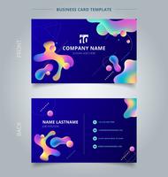 Template Business card and name card colorful plastic shapes with geometric on blue background. vector