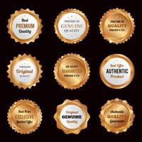 Luxury gold badges and labels premium quality product vector