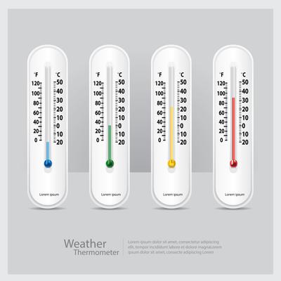 Realistic weather thermometer with high and low temperature. Outdoor  temperature measurement. Isolated vector on white background 15208451  Vector Art at Vecteezy