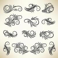 Conjunto de adornos de remolino caligráfico vintage vector