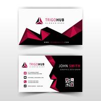 red polygonal business card vector