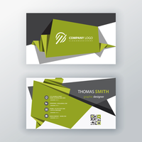 green origami business card design vector