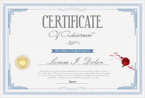 Ilustración de vector de plantilla de diseño retro certificado o diploma