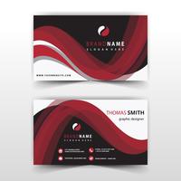 visit card with red wavy detailed vector