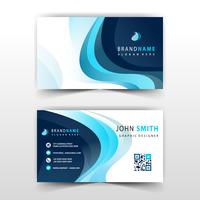 visit card with blue wave detailed vector