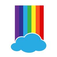 arco iris con el icono de la nube vector