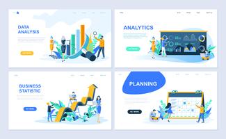 Set of landing page template for Data Analysis, Analytics, Business Statistic, Planning. Modern vector illustration flat concepts decorated people character for website and mobile website development.