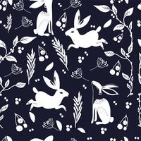 Scandinavian folk art pattern with bannies and flowers  vector