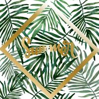 hand drawn watercolor Tropical leaves vector