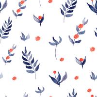 watercolor flowers pattern seamless blue and red colours vector
