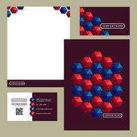 Colorful Red Blue Hexagon Business Stationery Template vector