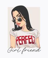 perfect girlfriend with girl in sunglasses illustration vector