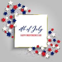 4th July Independence Day background with with gold frame and stars vector