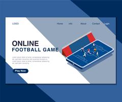 Kids Playing Online Foot ball Game Isometric Artwork Concept. vector