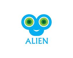 Aplicación de plantilla de logo y símbolos de vector de icono de Alien Face